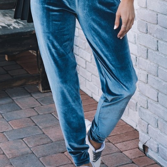 Velvet Blue Gray Jogger Waistband Pants - Picture 4 of 5